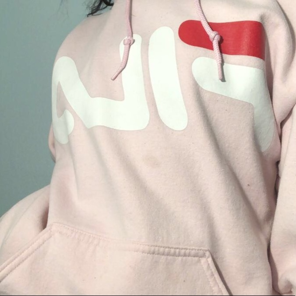 FILA Pink Hoodie w FILA Logo on Front and Sleeve. - Picture 2 of 4
